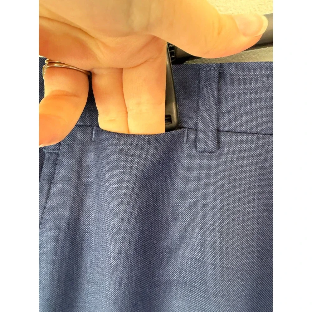 Tommy Hilfiger Mens Blue Wool Blend Flat Front Dress Pants 32R P32R